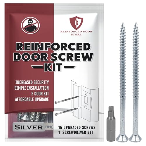 Reinforced Door Screw Kit for Strike Plates, Deadbolt Plates, and Hinges. 3-inch Screws and Screwdriver Bit, Makes Doors Kick Resistant, Home Security Upgrade