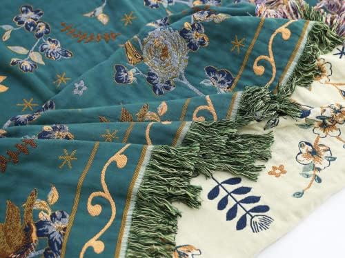 VANJOROY Double-sided Bohemian Sofa Bedspread Large Throw Blanket with Tassels, 100% Pure Organic Cotton Woven Warm Throw for Armchair, Sofa and Bed.. (150x200CM(60×80In))