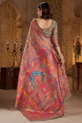 Image of SGF11 Women's Kanjivaram Pure Soft Silk Saree With Unstitched Blouse Piece
