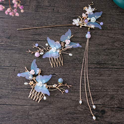 Minkissy DTDWG36K413XRQ16MG4C70 Rhinestone Pearl Flower Hair Stick Hair Comb Chinese Hair Chopsticks Vintage Tassel Hair Pin Chignon Pin Chopsticks Hair Styling Accessories thumb #6