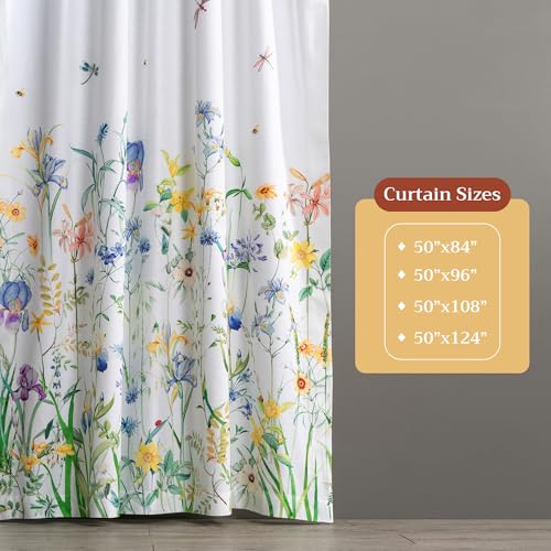 Image of Maison d' Hermine Curtains for Living Room 100% Cotton 124 inch Length One Panel Light Filtering Curtains for Bedroom Windows with Rod and Loop Pockets Drapes (Fleurs De Mai, 50 inch W x 124 inch L)