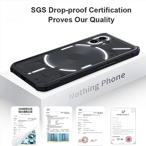 Image of for Nothing Phone 2 Transparent Case Ultra-Thin Cover Soft TPU Bumper + Acrylic Clear Back Military Grade Airbags Shookproof Drop Protection for Nothing Phone (2) [1 Tempered Film], Black