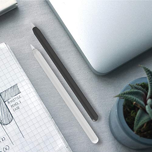 Image of AHASTYLE Ultra Thin Silicone Skin Cover Compatible with Apple Pencil 2nd Generation, iPad Pro 11 12.9 inch-2 Pack (Black & White)