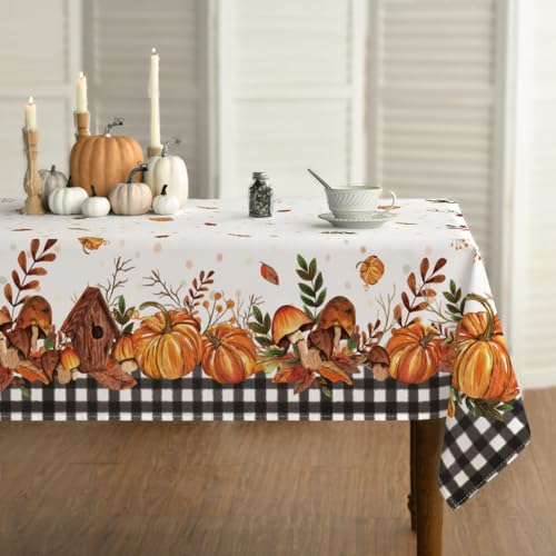 Horaldaily FALL-TABLECLOTH-150213-002BK Fall Tablecloth 60X84 Inch Rectangular cover
