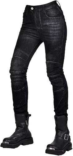 Miniatura 6 de Pantalones protectores de motocicleta para mujer con almohadillas CE Armor Retro Street Moto Motocross Racing Jeans