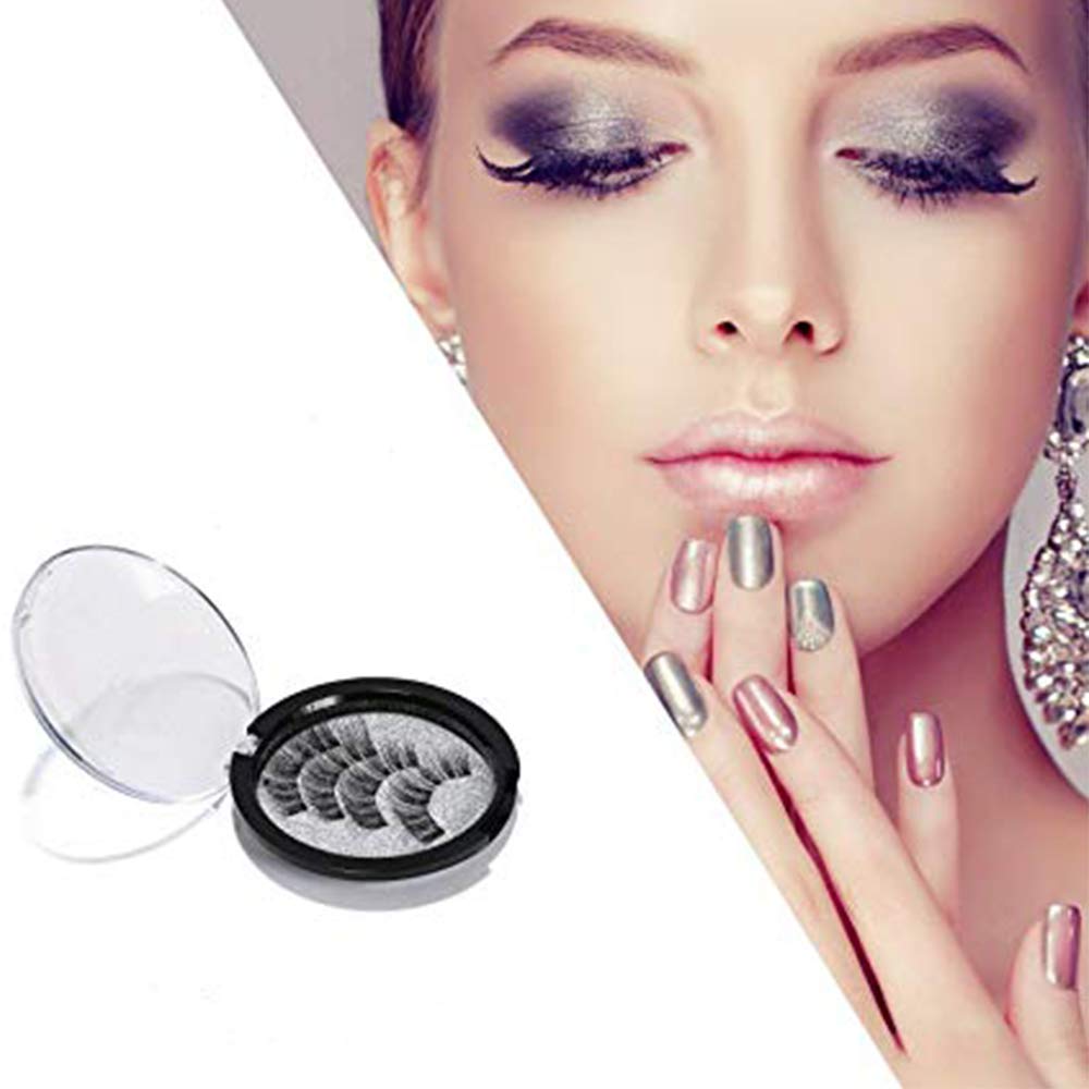 Magnetic Eyelashes, Upgraded Triple Magnetized Eyelashes, 3D Fiber Lashes Natural Look with a Applicator, Set of 4