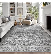 Jainmy Vintage Grey 8x10 Area Rugs for Living Room, Retro Gray Neutral Rug for Bedroom Dining Roo...
