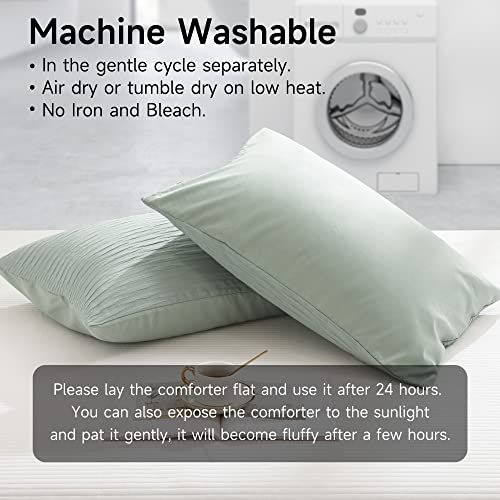 Yozen Sage Green Seersucker Comforter Set Queen Size (90X90 In), 3 Pieces Soft Crinkled Textured Comforter With 2 Pillowcases, Lightweight Microfiber Down Alternative Bedding Set For All Season #TOP6