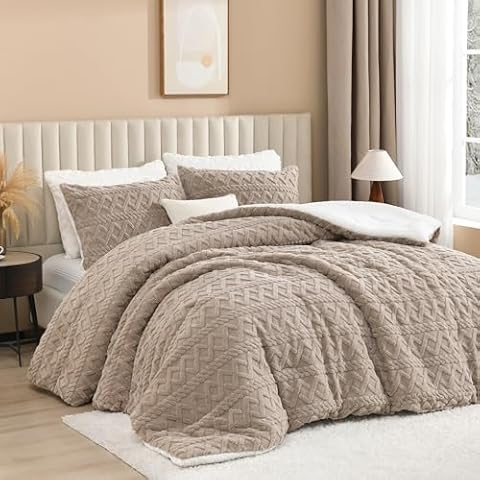 Andency Fluffy Sherpa King Comforter Set Cover
