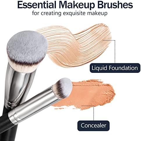 Heveer Face Makeup Brushes Set Foundation,Concealer Brush Angled Top with Soft Synthetic Fiber for Concealer Powder Cream Liquid Makeup 2pcs