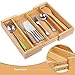 BAMBUROBA Bamboo Kitchen Drawer Organizer,Expandable Silverware Organizer,Utensil Holder and Cutlery Tray with 7 Slots,Gadgets Storage Divider (Natural, 11