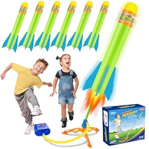 Banvih Toys Rocket Launcher for Kids, Stomp Outdoor Toys Games, 6 Foam Air Rockets, Launch up to 120+ft, Toddler Boys Birthday Gifts, Christmas Stocking Stuffers for Ages 3 4 5 6 7 8+ Years Old