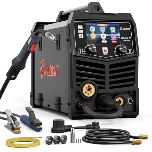 Image of GZ GUOZHI MIG Welder 210A with Pulse, 8 in 1 Gas MIG/MAG/Gasless Flux Core MIG/Lift TIG/Stick/Spot Welding/Spool Gun, Aluminum Welding Machine 110V/220V Dual Voltage Multi-Process Welder LED Display