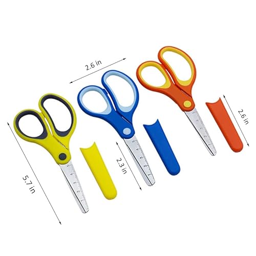 3 tesouras infantis de 5,7 polegadas, tesouras de segurança para destros e canhotos, pré-escolares c