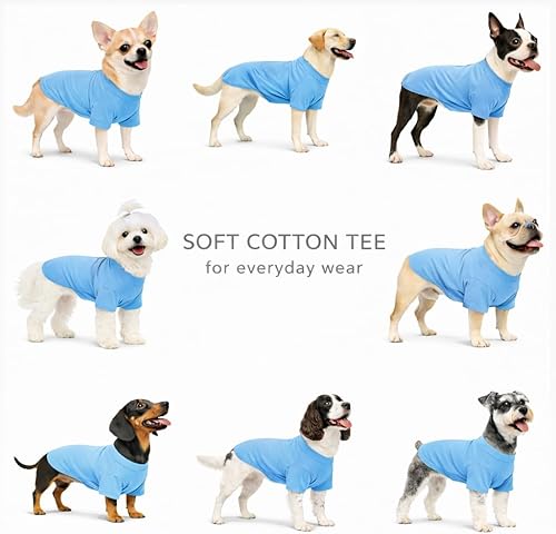 Miniatura 5 de Lovelonglong Ropa de bulldog para perro, camiseta en blanco para Bulldog francés, Bulldog inglés, American Pit Bull Pugs, 100% algodón, cuidado