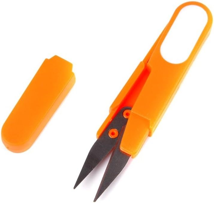 Fishing Scissors Plastic Handle Capped Portable Fishing Line Cutter Scissors Cord Sewing Fishing Tackle Tools-Orange