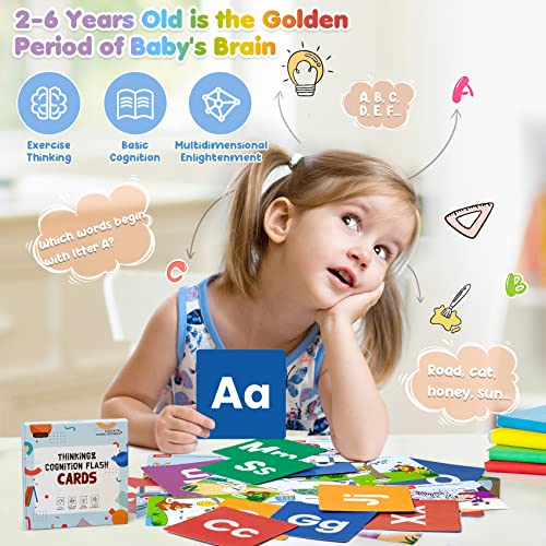 Beiens Large Alphabet Flash Cards For Toddlers 1-4 Years, Baby Thinking&Cognition Flash Cards, Abc Learning, Letters Cards, Learning Toy Educational Preschool Gift, 26 Pages/52 Sides, 4.72'' X 4.72'' #TOP4