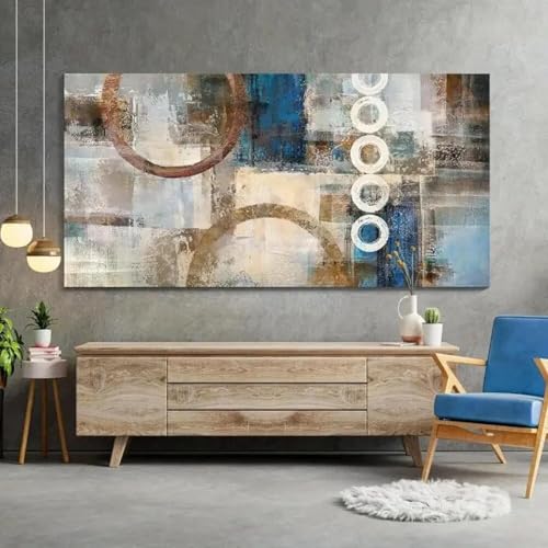 Tableau d'art mural circulaire abstrait pour habiller un grand mur vide sans cadre