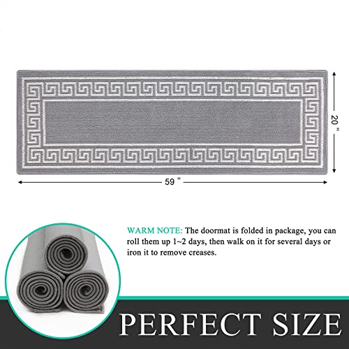 Pauwer Indoor Doormat 20"X59" Hallway Runner Rug Non Slip Absorbent Mud Trapper Mats Low-Profile Inside Floor Mat Entryway Door Rug Washable Runner Rug For Kitchen Hallway Entryway #TOP1