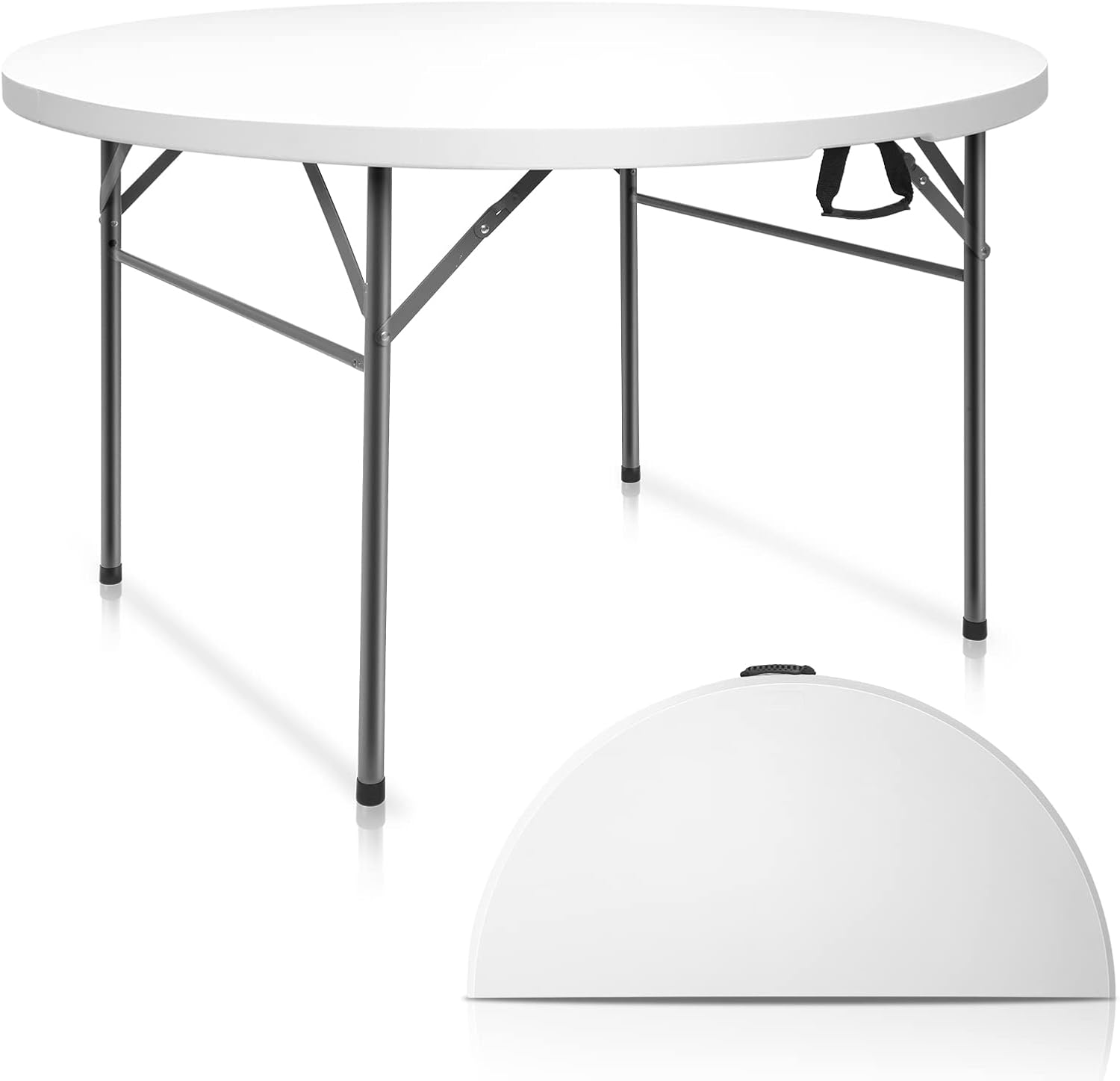 VINGLI 48" Round Bi-Folding Commercial Table, 4 Feet Portable Plastic Dining Card Table for Kitchen or Outdoor Party Wedding Event, 2-Pack : Patio, Lawn & Garden