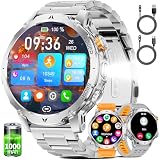 LIGE Smartwatch Uomo,1000mAh,1.7" Smart Watch Militare con Chiamata/Torcia LED,110+ Modalità Sportive,IP68 Impermeabile,Frequenza Cardiaca,Android iOS,3 Braccialetti,2 Caricabatterie,EF24-B