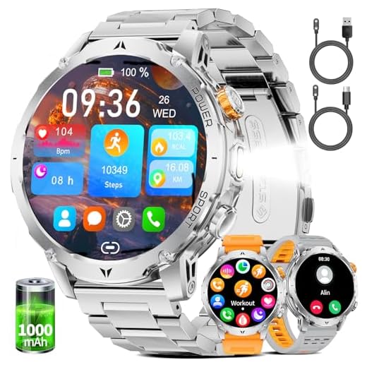 LIGE 1000mAh Montre Connectée Homme, 1,7" Smartwatch Militaire avec 110+ Modes Sportifs, IP68 Étanche, Appel Bluetooth, 24H Fréquence Cardiaque, Podomètre Android iOS,3 Bracelets,2 Chargeurs,EF24-B