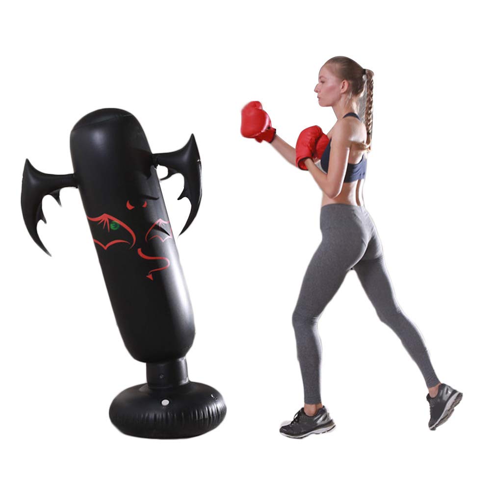160cm Inflatable Boxing Bag Free Standing Heavy Boxing Bags Decompression Sandbag Kick Strike Training for Adults and Kids suitable for boxing, karate, taekwondo, etc.