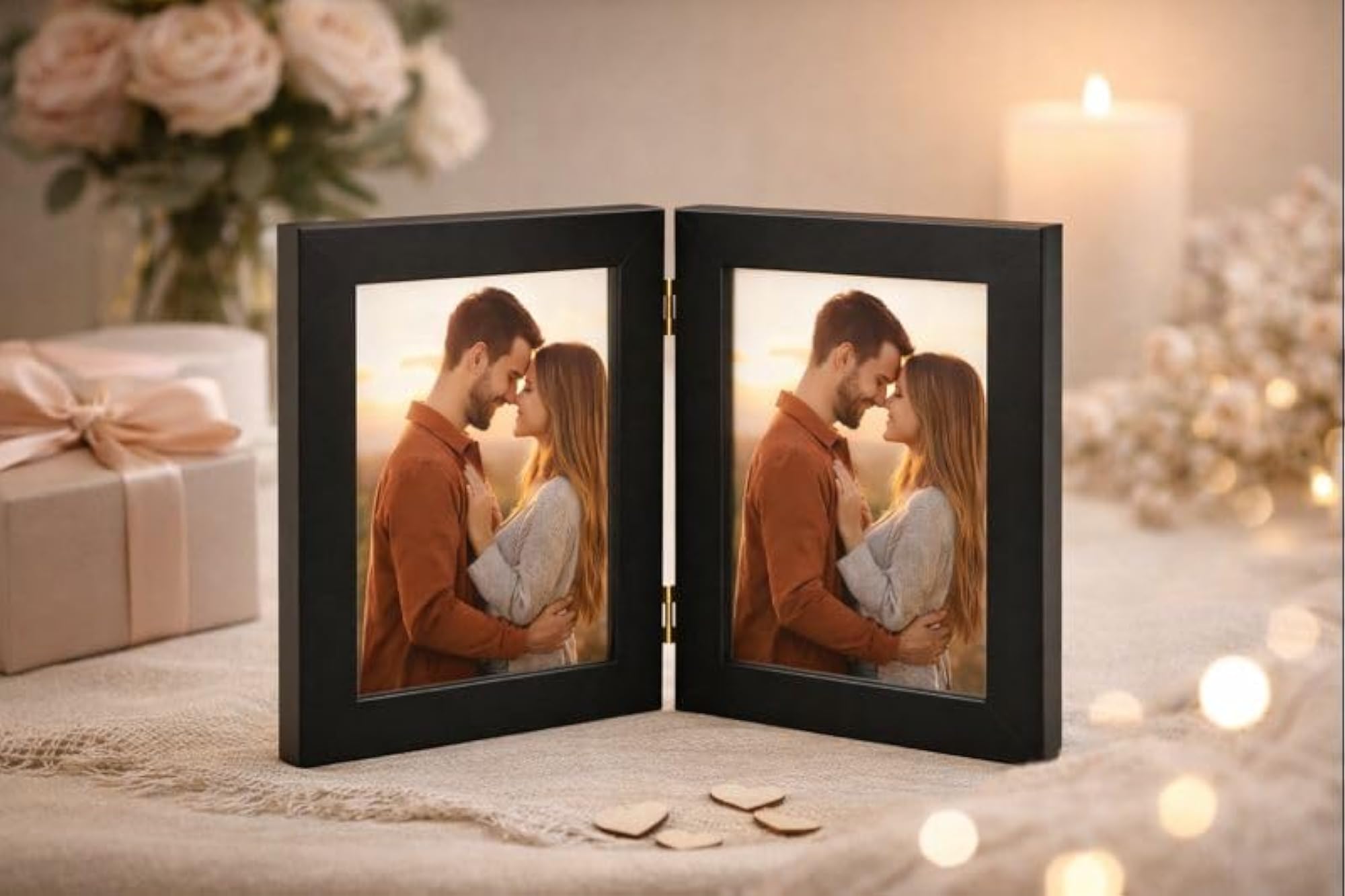 Black Foldable Double Photo Frame