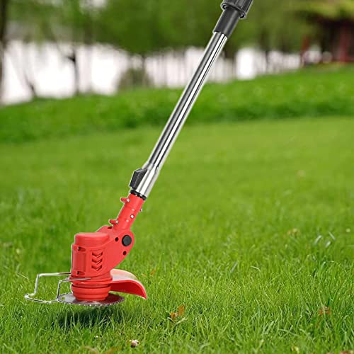 Wireless Grass Trimmer, 12V Foldable Electric Grass Trimmer Telescopic Rod Anti-Slip Handle Weed Trimmer Cordless Electric Weed Lawn Eater For Garden Clearing Weeds Trees Red #TOP2