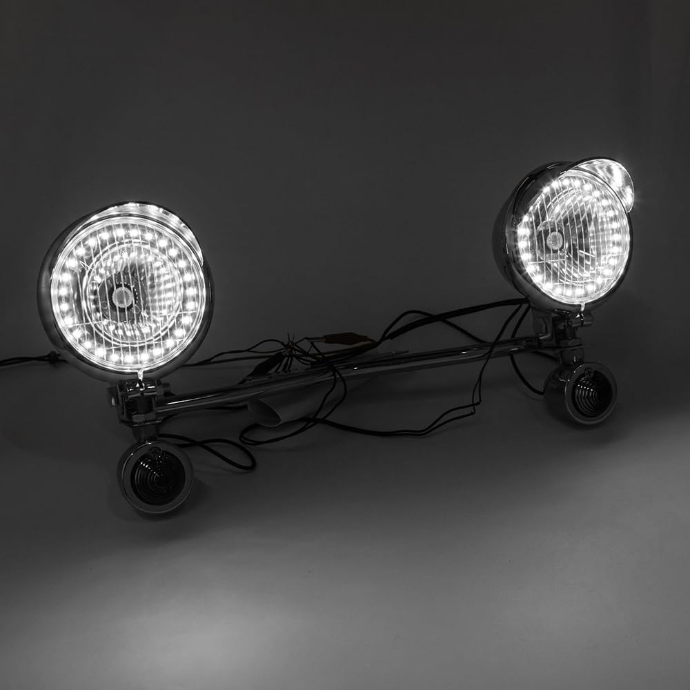 Universal faros auxiliares de moto custom LED con soporte 1 juego faros antiniebla para motocicleta cromados compatible con Shadow VT 750 1100
