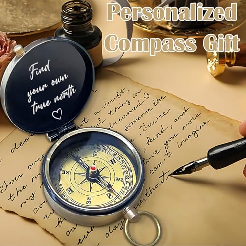 Brújula vintage personalizada para hombre con caja de madera miniatura 6