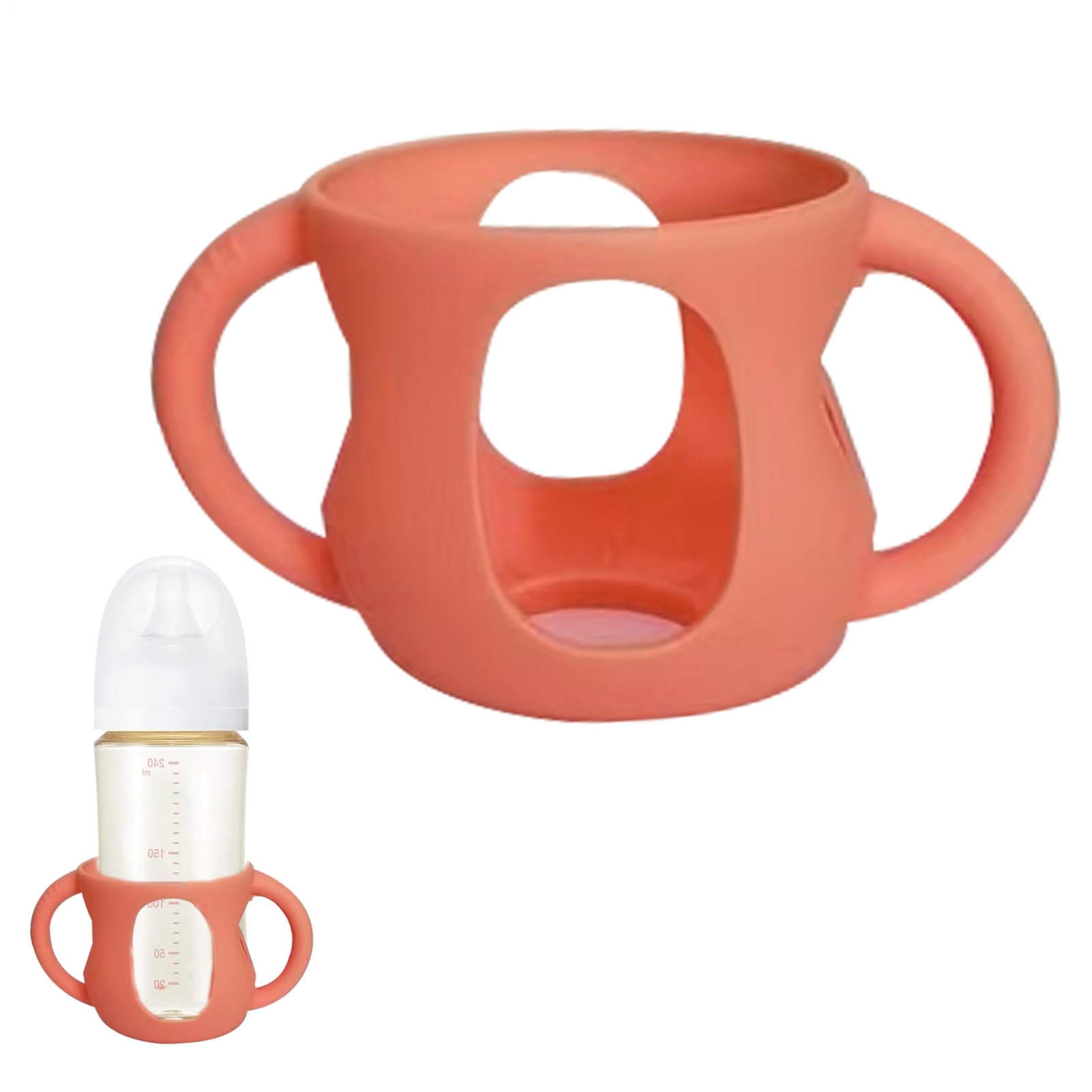 JINGLING Custodia in silicone per bottiglie di latte con manici, resistente alle cadute e agli urti, porta bottiglie, protegge il biberon