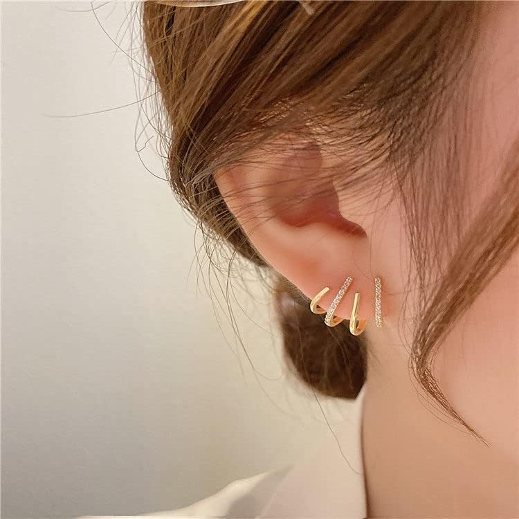 Todenb Claw Earring Cuff for Women,Zircon Needle Ear Cuffs Stud Earrings Minimalist Ear Wrap Piercing Earrings for Prom Jewellery