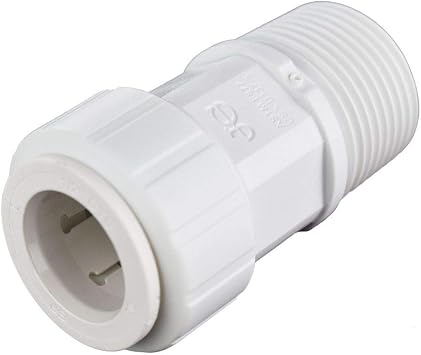 John Guest Speedfit 1/2 Inch CTS x 3/4 Inch NPT Push-fit Male Connector, Push to Connect Plastic Plumbing Fitting, White, PSEI012026P