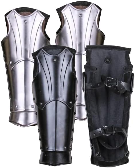 ARTIZANSTORE Fafnir medieval acolchados brazaletes guerrero caballero armadura de acero LARP Brazalete de cuero de acero Armadura traje