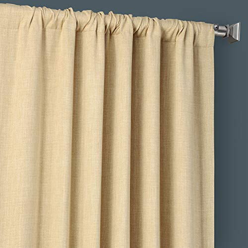 Image of HPD Half Price Drapes - Faux Linen Curtains for Living Room (1 Panel) - 50W X 120L - Textured Room Darkening Curtains for Bedroom 120 Inches Long - Drapes for Home Decor, Millet