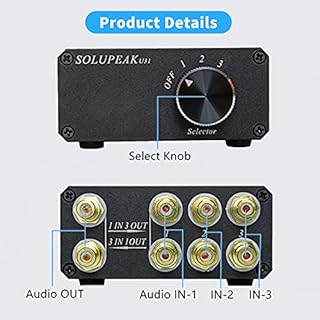 SOLUPEAK U31 Premium RCA Switch Box, 3 in 1 Out Audio Switch, Stereo Switch Box with Signal Lossless, Sturdy Aluminum case Strong Anti-Interference, Compact Connector Distributor RCA Splitter Boxes