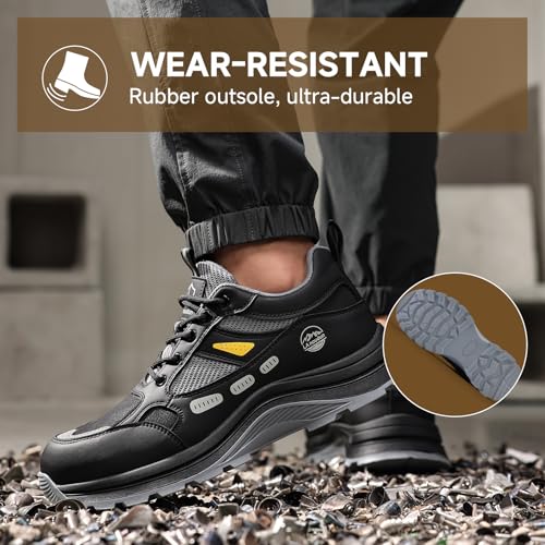 Image of Steel Toe Boots for Men Indestructible High Top Work Shoes for Men Comfortable Safety Shoes Puncture Proof Hiking Construction Shoes Botas de Trabajo para Hombre