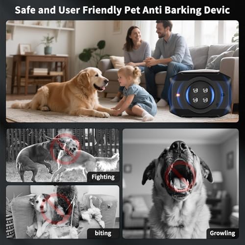QEWEUUIE Anti Bell Gerät Hunde,55Ft Antibell für Hunde mit Fernbedienung,3 Modi, Drinnen und draußen IPX4 wasserdichtes Antibell Ultraschall Gerät,Geeignet für kleine, mittelgroße und große Hunde.