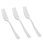 N9R 50PCS Silver Plastic Forks, Solid, Durable and Heavy Duty Disposable Silverware Forks, Perfect Plastic Utensils for Party, Wedding and Daily Use
