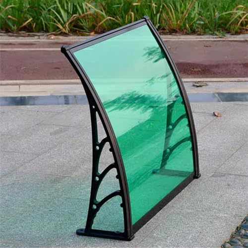 Marquise de porte extérieur polycarbonate vert anti-UV support noir - 2