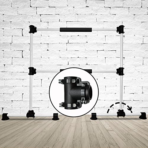 Updated Double Ballet Barre Portable 4FT Adjustable Ballet Barre Fitness Stretching Dancing Bar for Home Studio Adult and Kids (White Update)