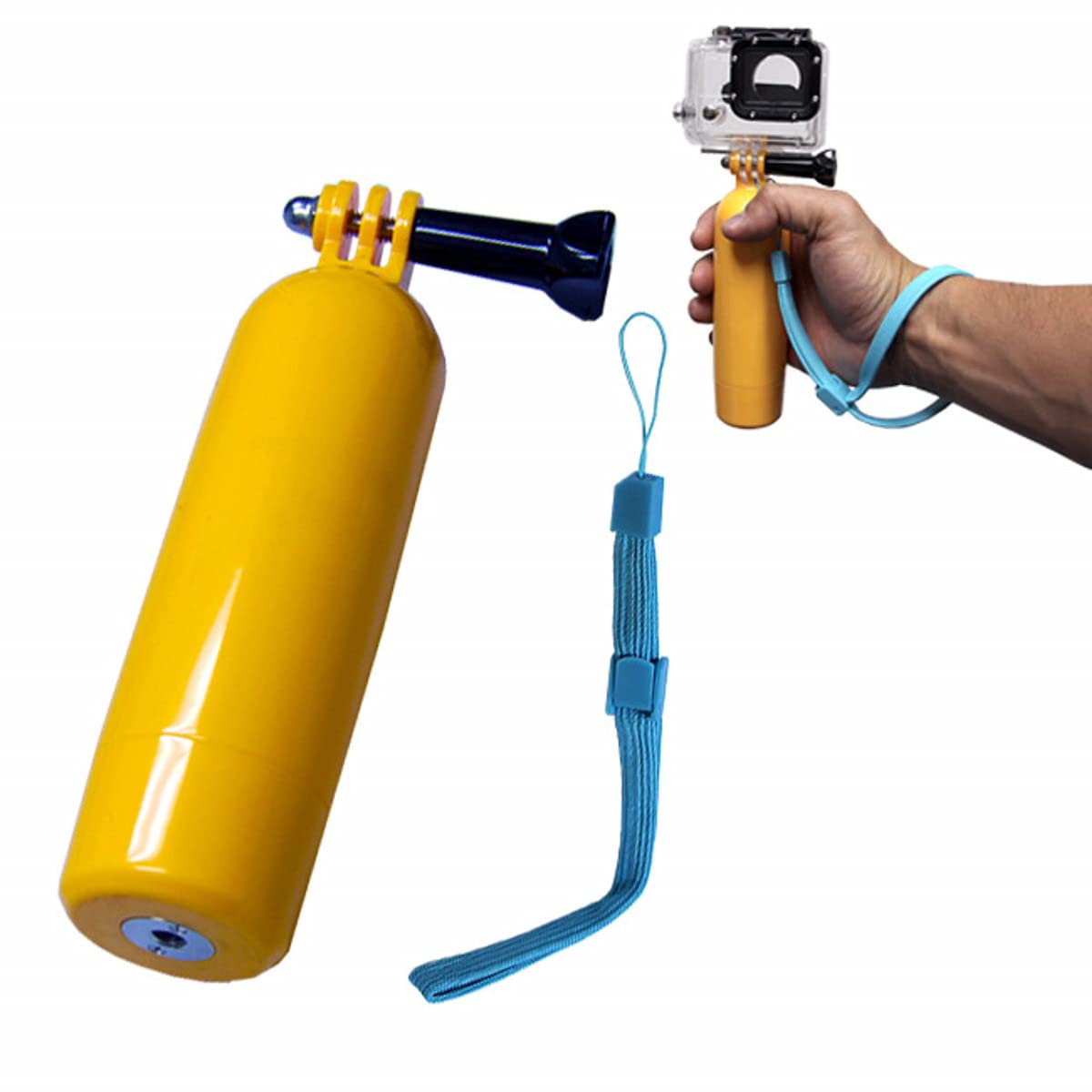 eWINNER Water Floater Stabilizer Grip & strap screw Mount compatible with GoPro Hero 12 10 9 8/7/6/5/4/3/2/1 Xiaomi SJCAM SJ4000 SJ5000 EKEN AKASO AMUOC Action Camera (Yellow-B)