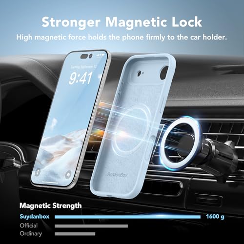 Image of Magnetic for iPhone Air Case, Compatible with MagSafe, [Full Camera Protection][Screen Protector] Silicone Shockproof Protective Phone Case for iPhone 17 Air 6.5 inch, Light Blue
