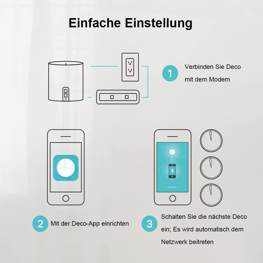 TP-Link Deco X60 Mesh WLAN Set (3 Pack), Wi-Fi 6 AX5400 Dual Band Router & Repeater, 2X Gigabit Ports für Jede Einheit, empfohlen für Häuser mit 4-7 Schlafzimmern, Umfassender Jugendschutz, WPA3