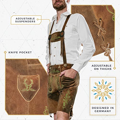 Image of BAVARIA TRACHTEN Men's Kneebound Lederhosen German Oktoberfest Knee Length