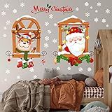 Atcarmor Merry Christmas Wall Decals Stickers Removable, Santa Claus Reindeer Xmas Christmas Vinyl D