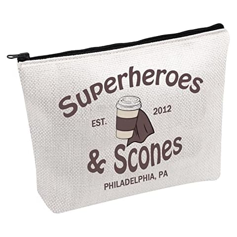 PWHAOO Funny Bookish Cosmetic Bag Superheroes & Scones Cosmetic Bag Addicted Comic Book Fans Gift, Superheroes & Scones B Cover