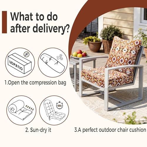 Image of Art Leon Waterproof Outdoor Seat Cushion 24 inchx 24 inch 30D High Density Foam Patio Chair Cushions with Non-Slip Backing Patio Cushions for Patio Furniture Porch Swing Garden Bench Camping Stadium