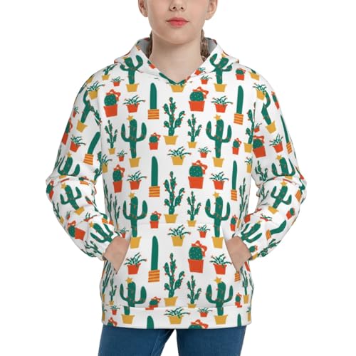 Christmas Cactus Kid Hoodies Boys Sweatshirts Girls Pullover with Pocket